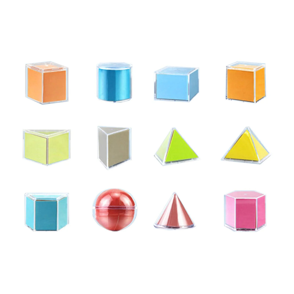 12 Pieces 3D Geometric Shapes Blocks Educational Toy W360
