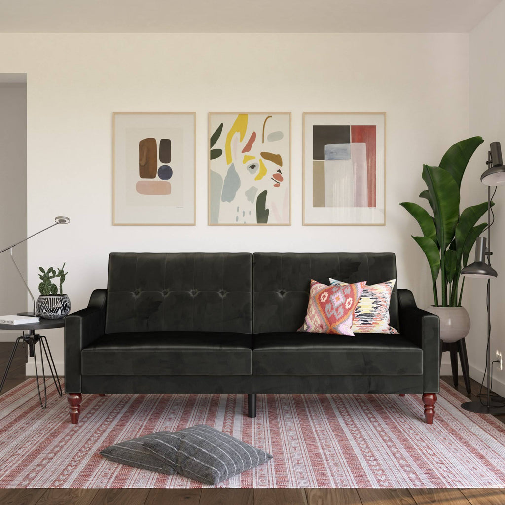 Black Coil Futon Convertible Sofa Bed S964