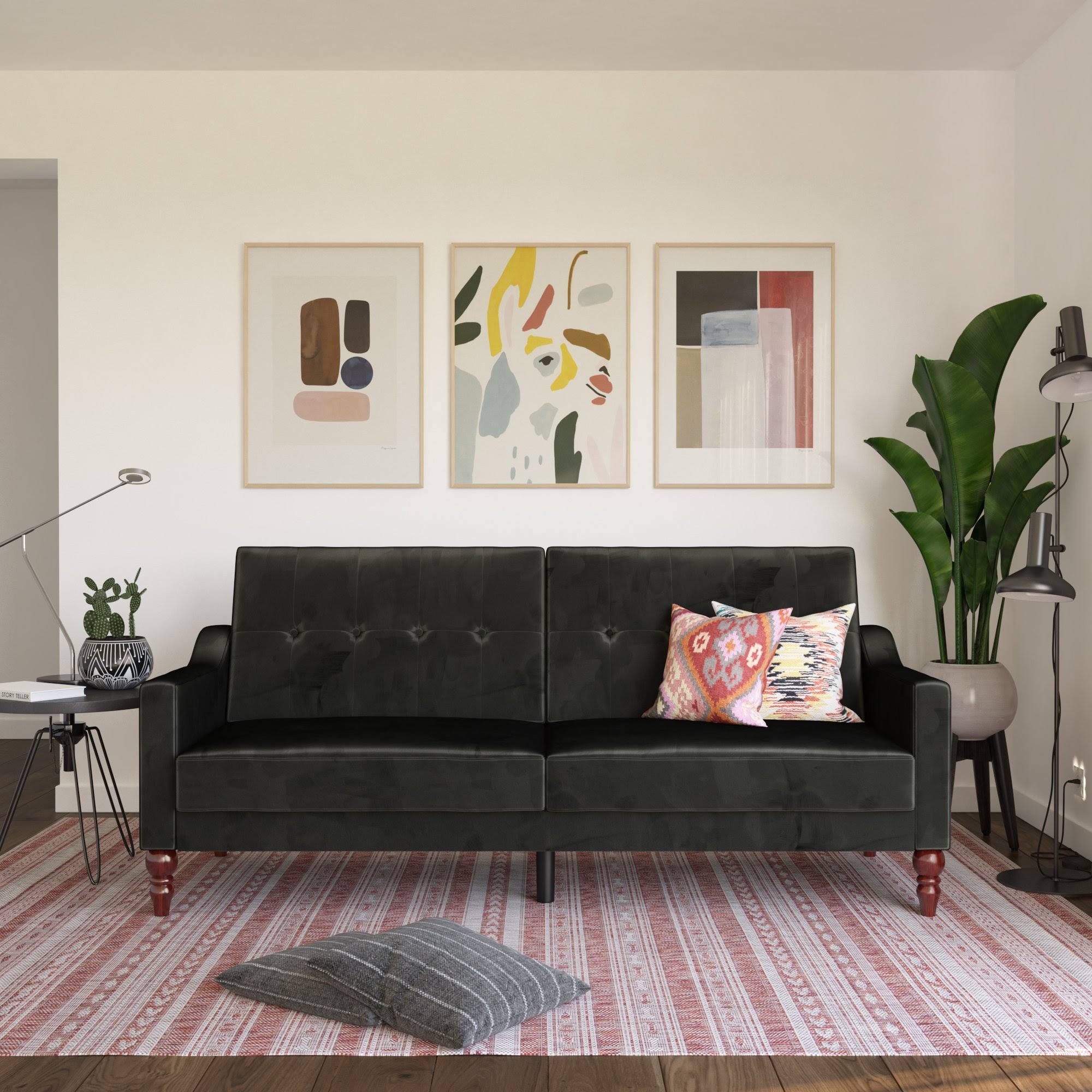 Black Coil Futon Convertible Sofa Bed S964