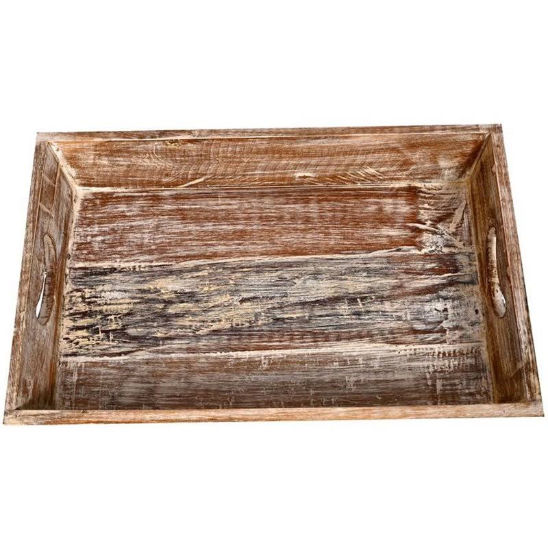 Sandy Brown Wooden Decorative Farmhouse Tray F200070