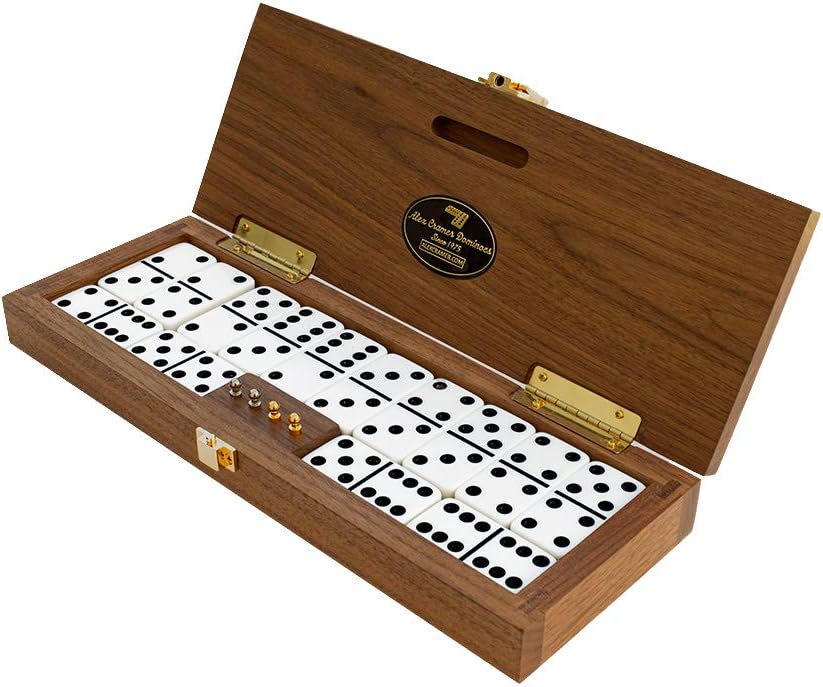 28 Double-Six Dominoes with Black Walnut Case W836887