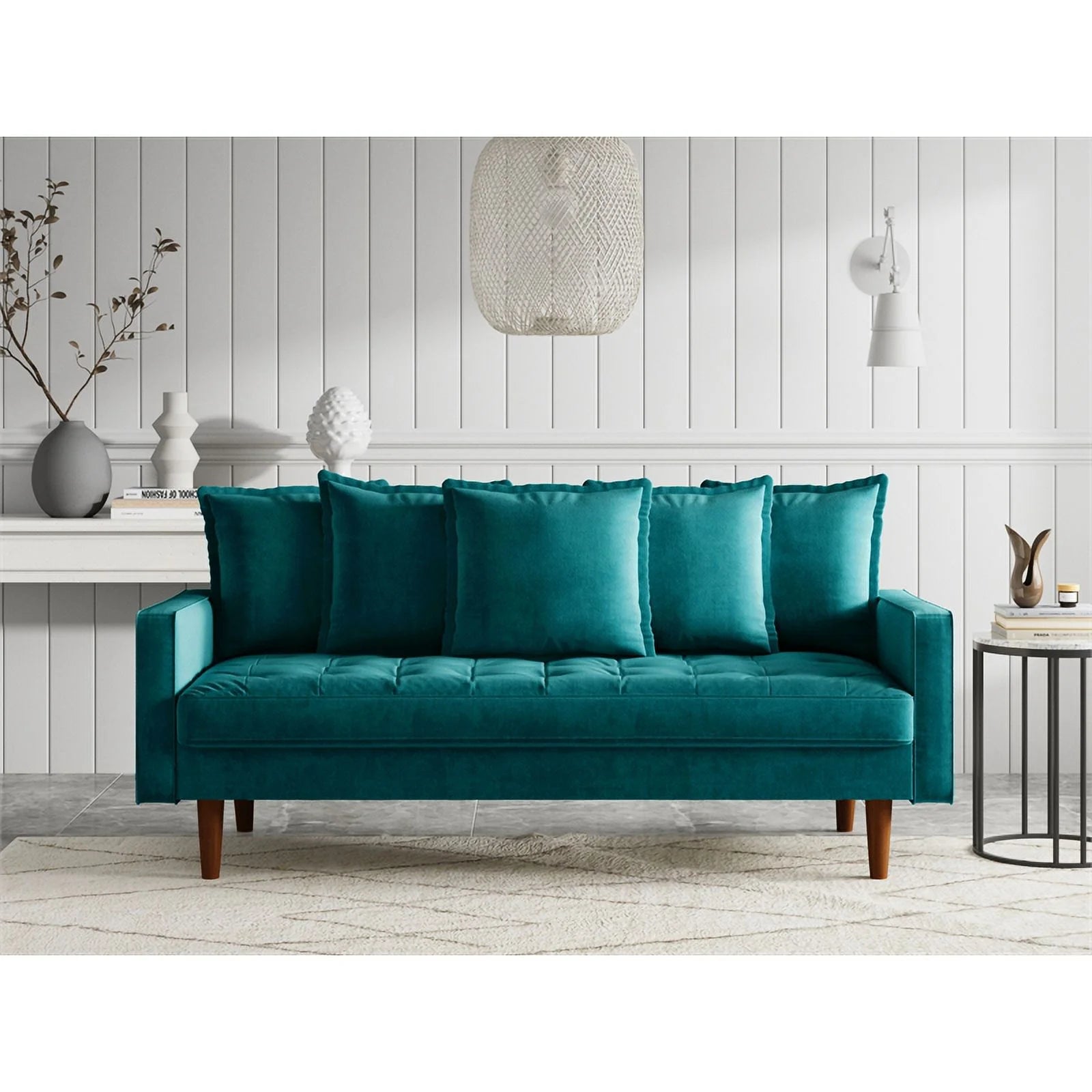 Teal Velvet Upholstered Sofa F628418