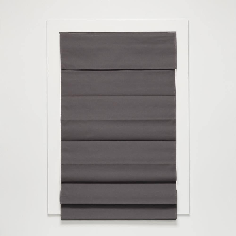 Steel Gray Blackout Cordless Roman Shade Cotton G164