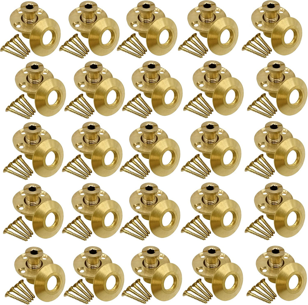 Brass Pool Safety Cover Anchor with Collar for Wood Decks - 25 Pack Z87432