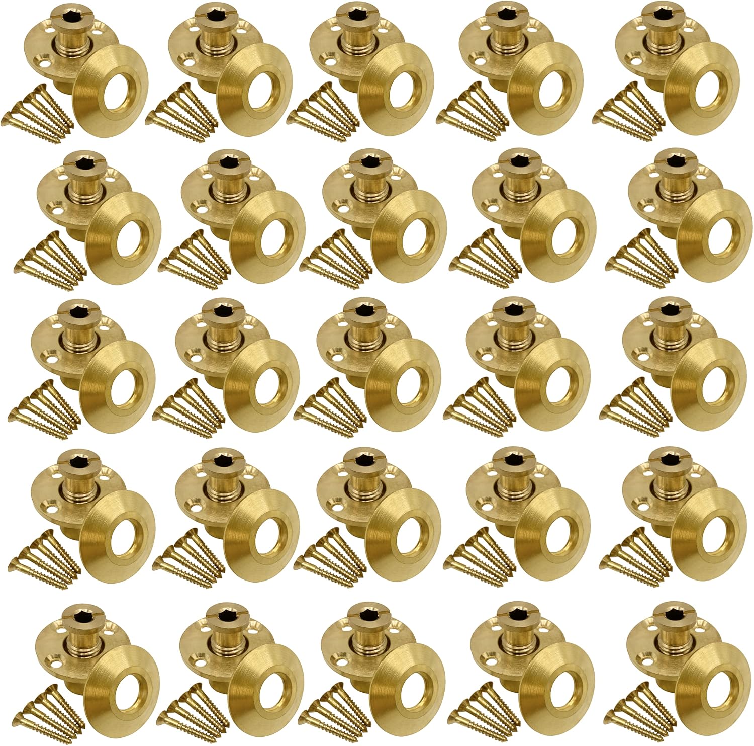 Brass Pool Safety Cover Anchor with Collar for Wood Decks - 25 Pack Z87432