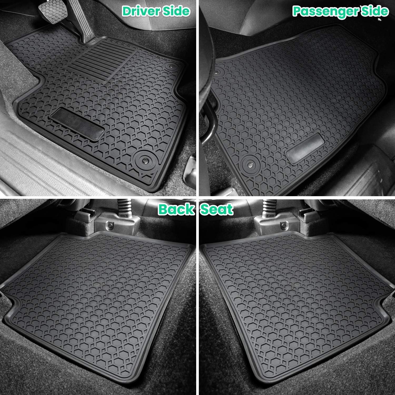 Black 4PCS Heavy Duty Rubber Floor Mat X167681