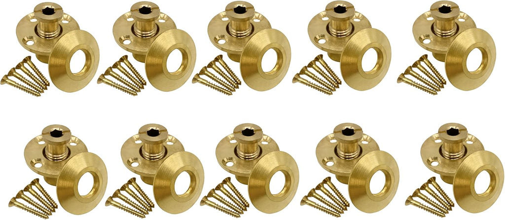 Brass Pool Safety Cover Anchor with Collar for Wood Decks - 25 Pack Z87432