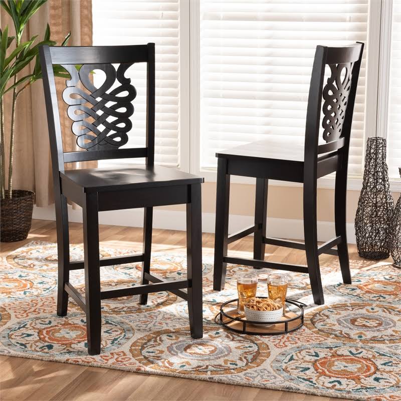 Dark Brown Wood 2-Piece Counter Stool Set X14824