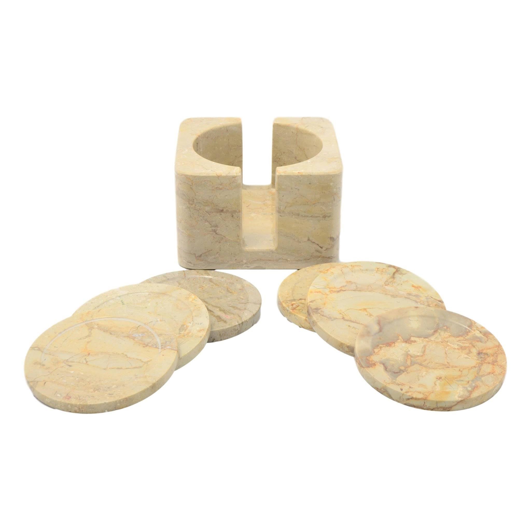 Sahara Beige Coasters with Square Holder (Set of 6) T39898