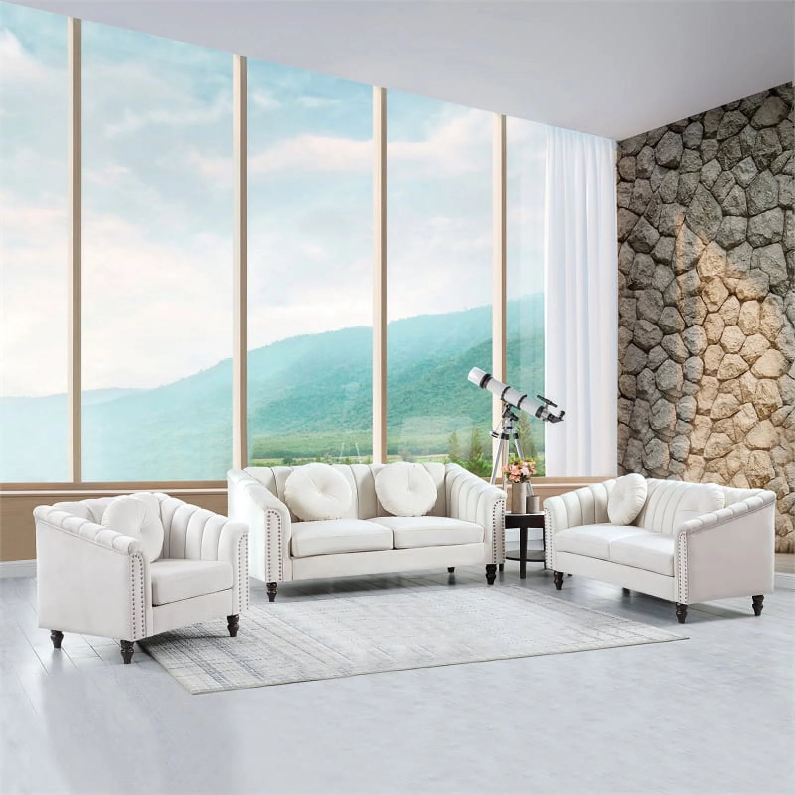 3 Piece Velvet Sofa Loveseat and Chair Set F490