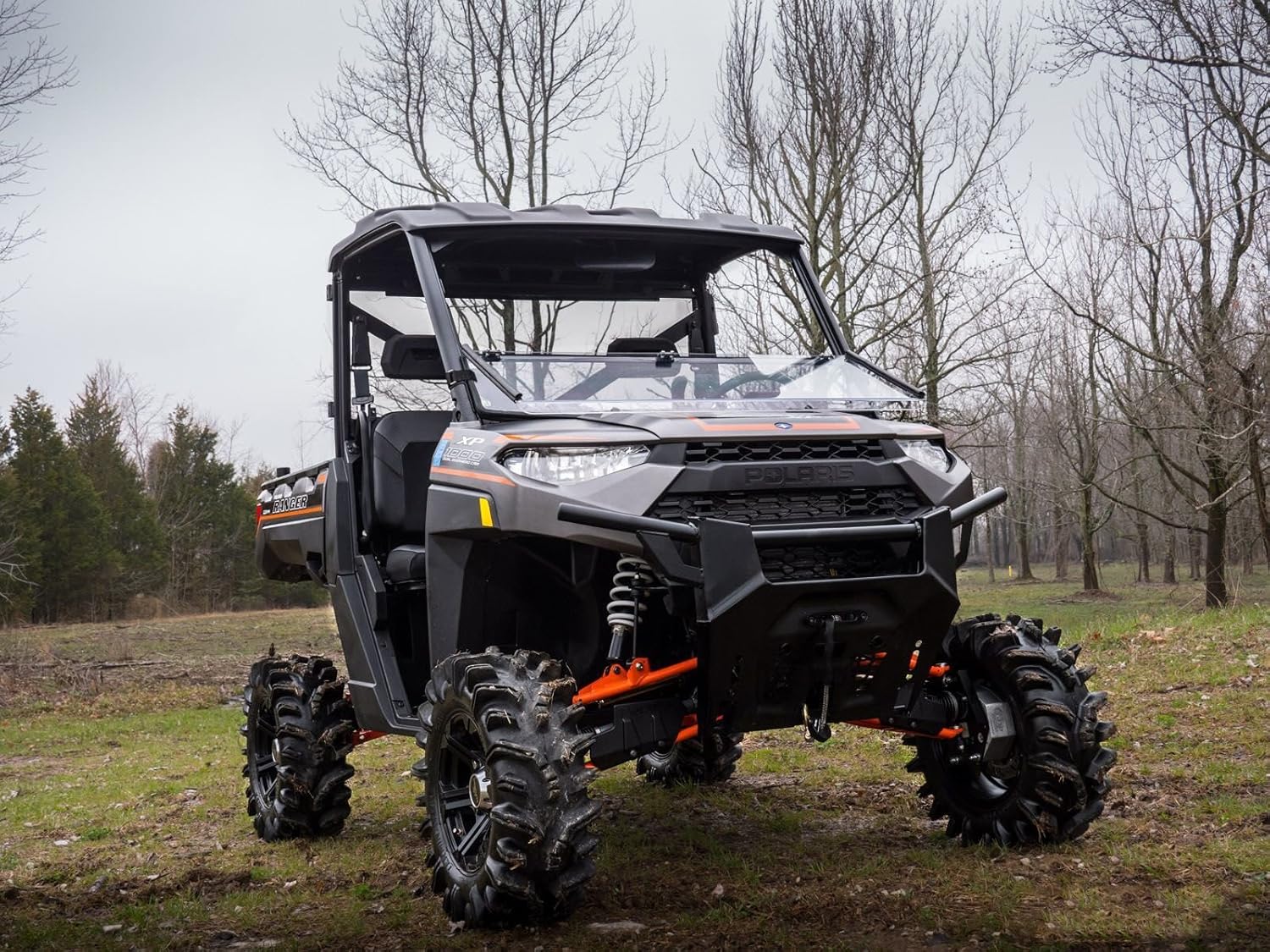 Scratch Resistant Flip / Fold Down 2-in-1 Windshield for Polaris Ranger XP 1000, 1/4 Thick Polycarbonate V79671