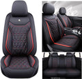 Red Leather Car Seat Covers 5 Seats Full Set O561480