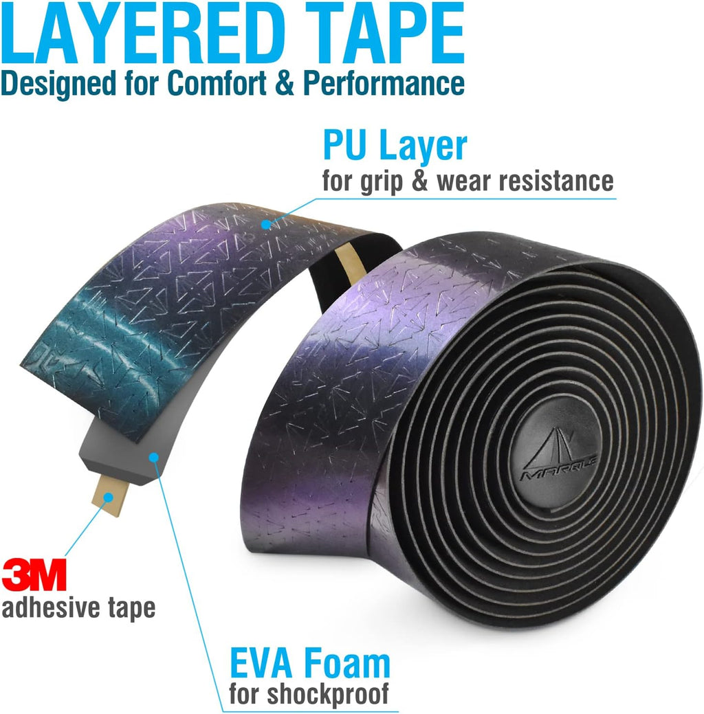 2 Rolls Bike Handlebar Tape with Adhesive Backs and Bar End Plugs F64899