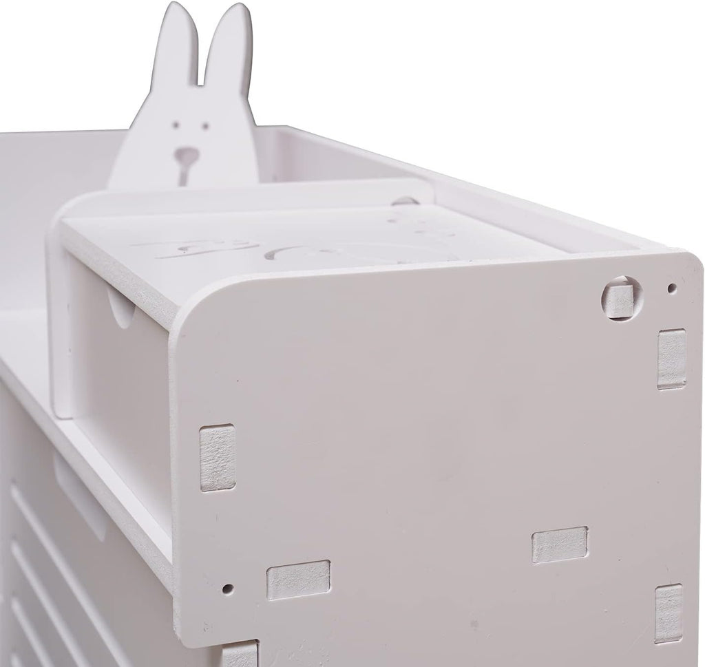 White 2 Tier Narrow Shoe Cabinet I588737