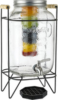 2 Gallon Glass Beverage Dispenser with Metal Wire Stand, Stainless Steel Spigot, Pack of 2 D572062