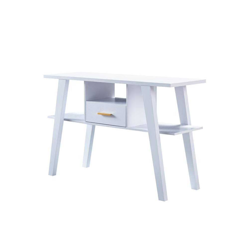 White Rectangle Console Table with 1-Drawer B86024