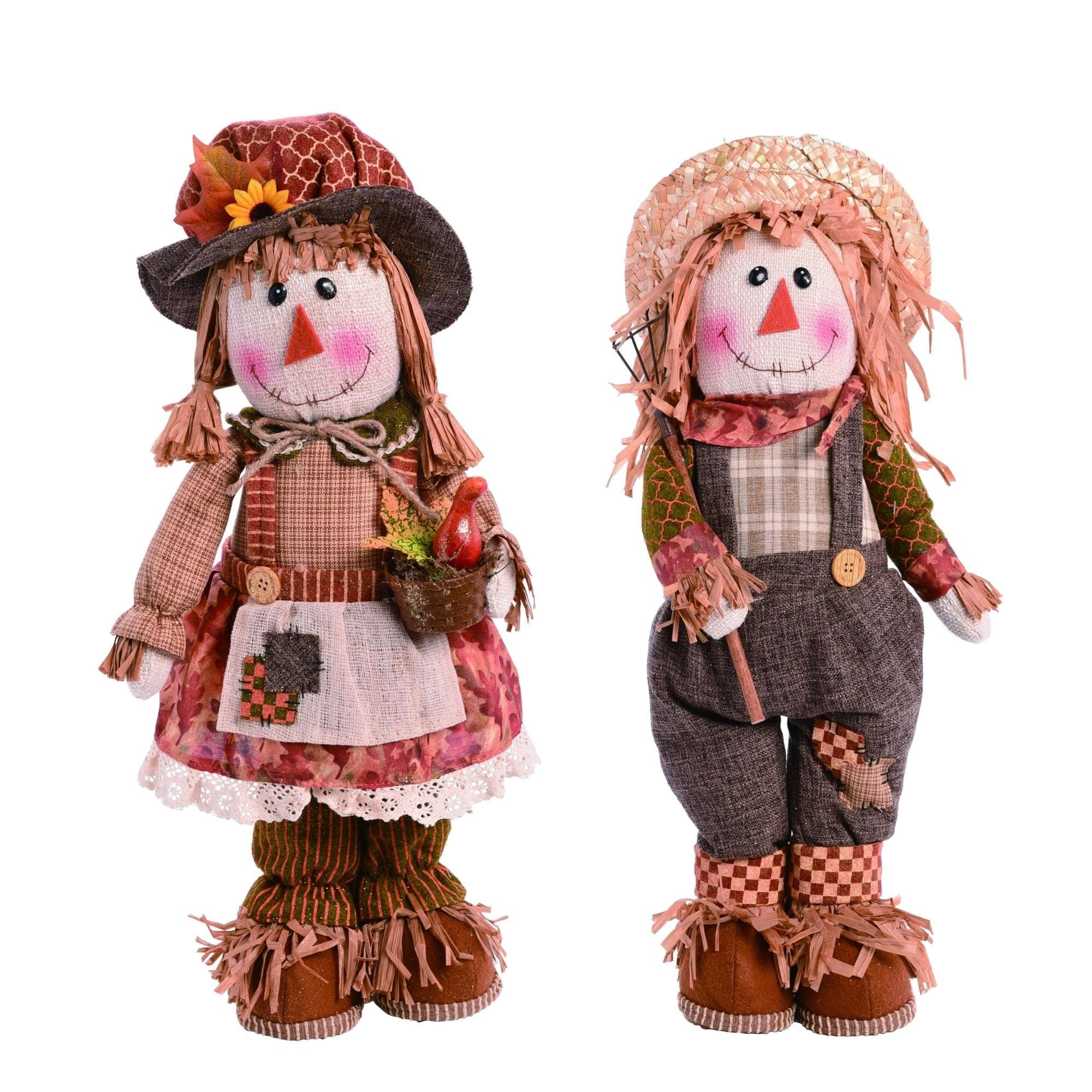 Set of 2 Brown Plush Scarecrow Decors T528