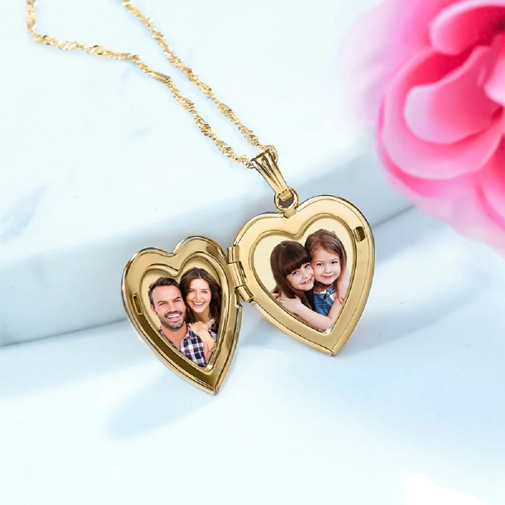 Solid 14K Yellow Gold Sweetheart Locket Necklace Pendants N112
