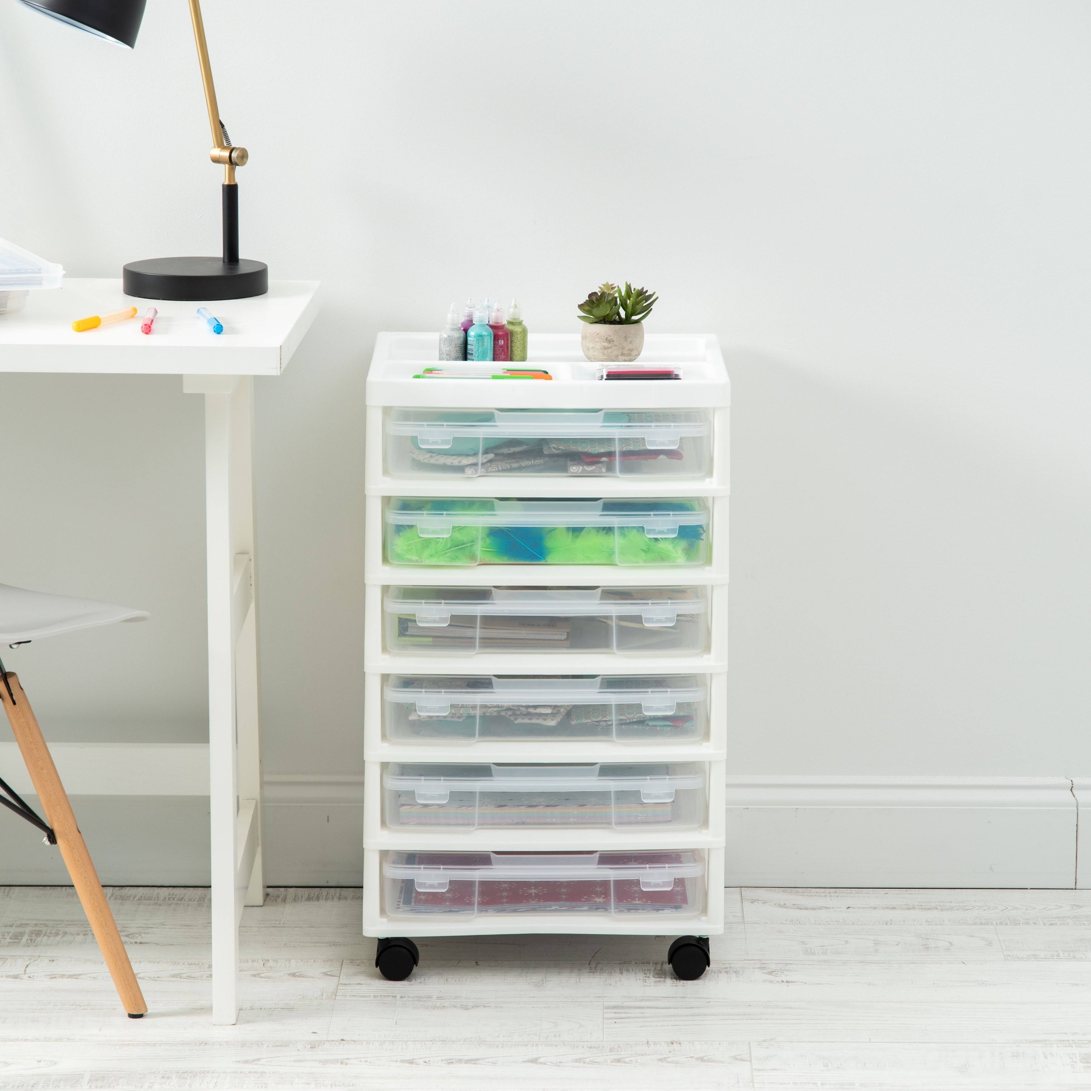White Scrapbook Cart with Organizer Top X6238