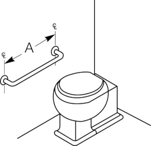 Grab Bar, Concealed, 1-1/2 OD x 42x22 X790