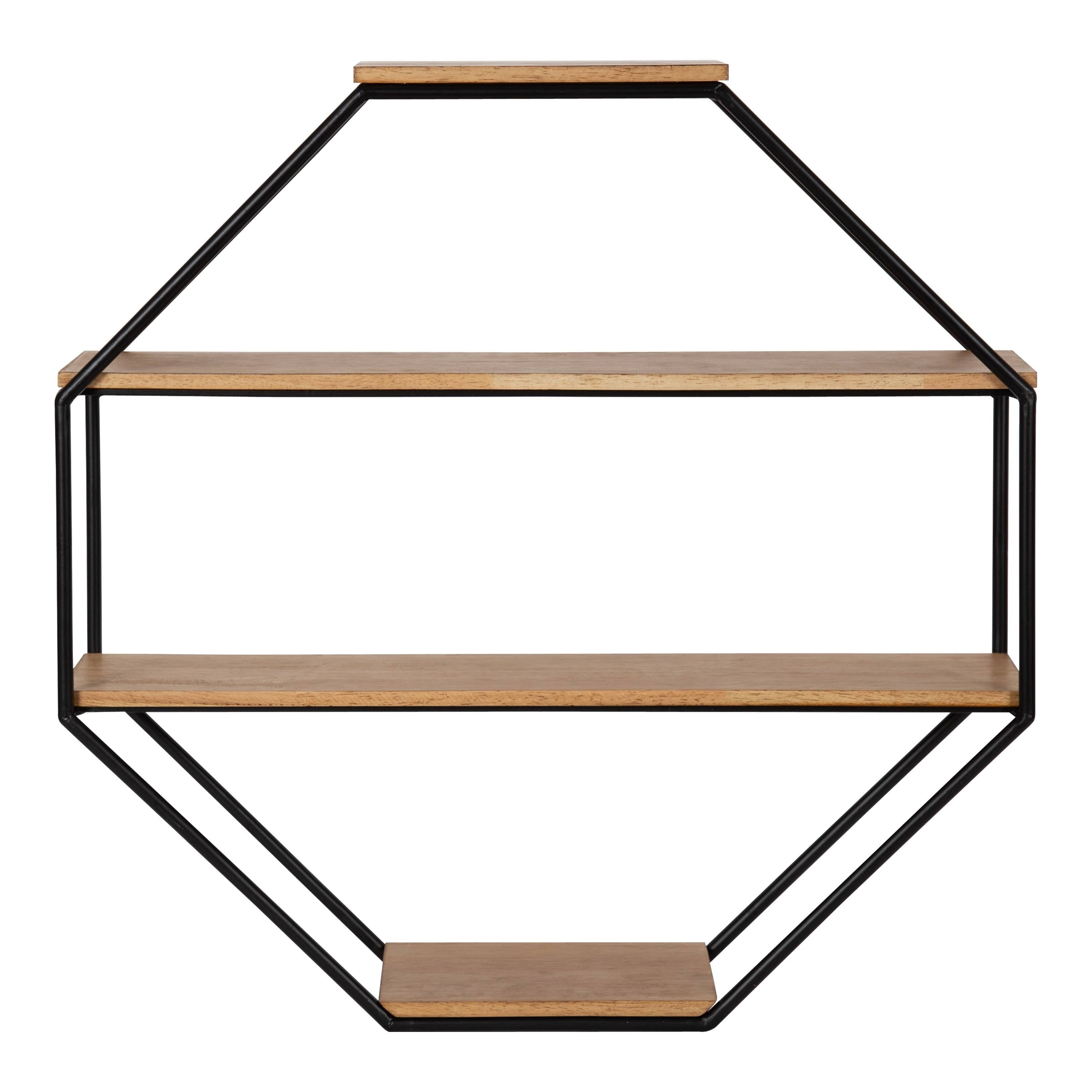 Octagon Floating Wall Shelf Rustic Brown 24x24 F893