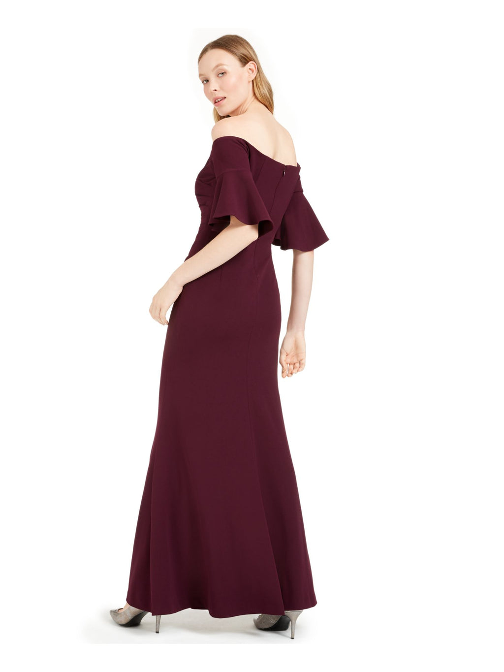 Purple Off-The-Shoulder Long Evening Dress A871