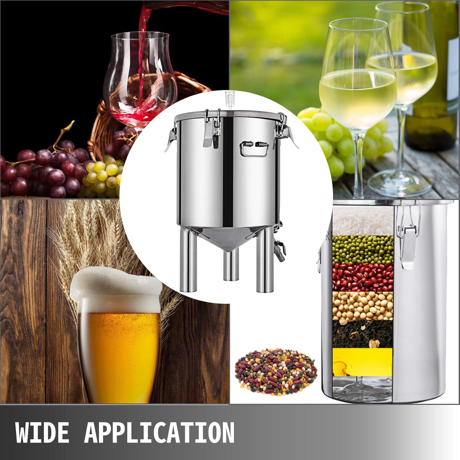 7 Gallon Stainless Steel Brew Bucket Fermenter with Conical Base T603