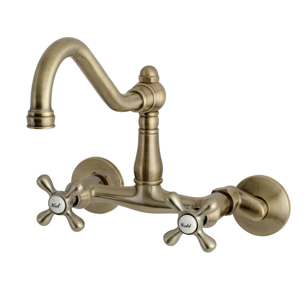 Vintage Adjustable Center Wall Mount Kitchen Faucet, Matte Black W24000