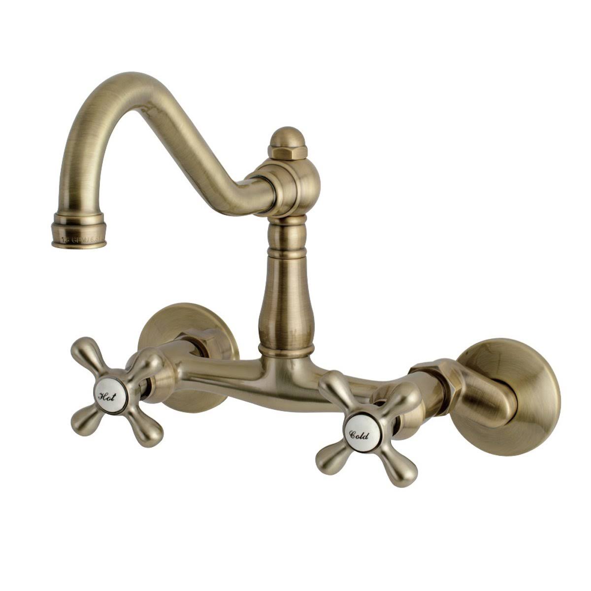 Vintage Adjustable Center Wall Mount Kitchen Faucet, Matte Black W24000