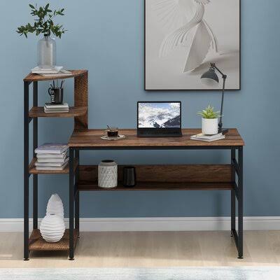 59 inch Computer Desk with 4-Tier Storage Shelves T599352