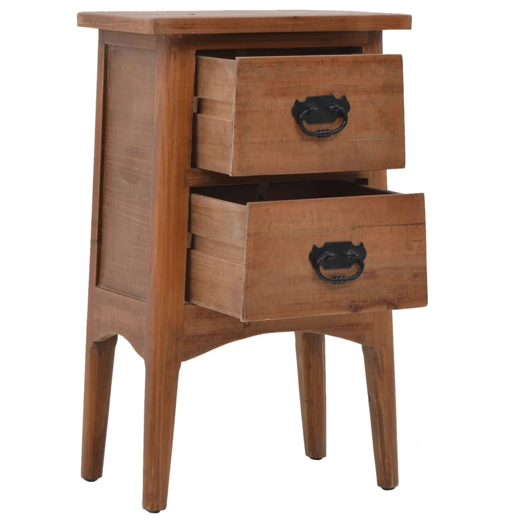 Brown Solid Fir Wood Bedside Cabinet 40x29x68 cm F5003
