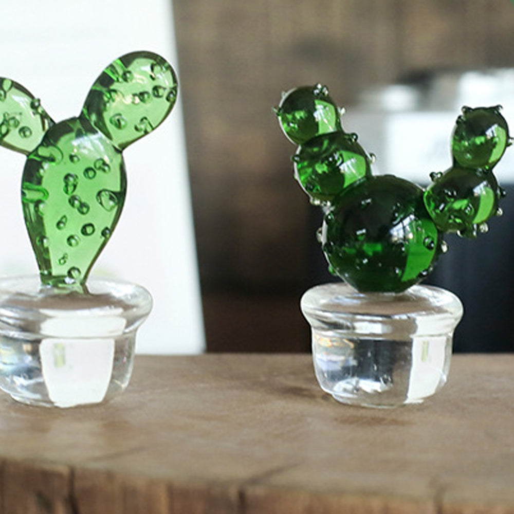 Handmade Blown Glass Cactus Figurines Desk Decorations V448152