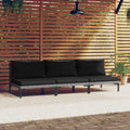 3 Piece Poly Rattan Dark Gray Sectional Sofa Set S6844