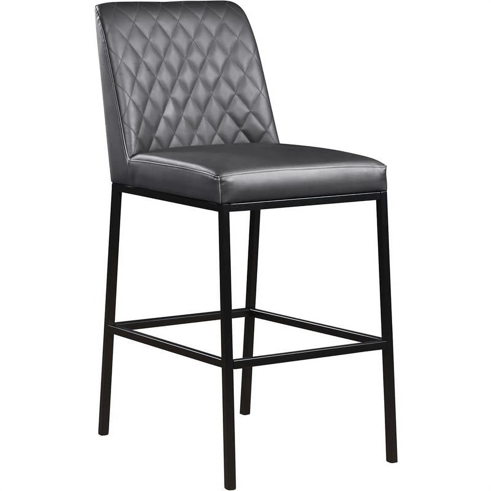 Quilted Gray Vegan Leather Stool Set of 2 C689
