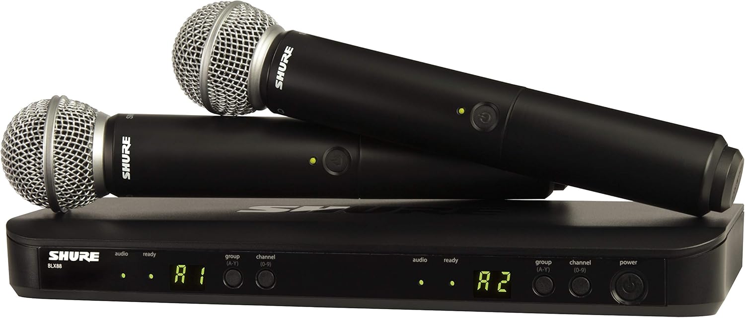 Dual Channel Wireless Microphone System with 2 Handheld Vocal Mics D907927
