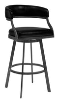 30x22 Bar Height Barstool in Mineral Finish and Vintage Black Faux Leather Y88455