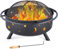 36 Inch Wood Burning Fire Pit with Spark Screen Poker Waterproof Cover Q2333