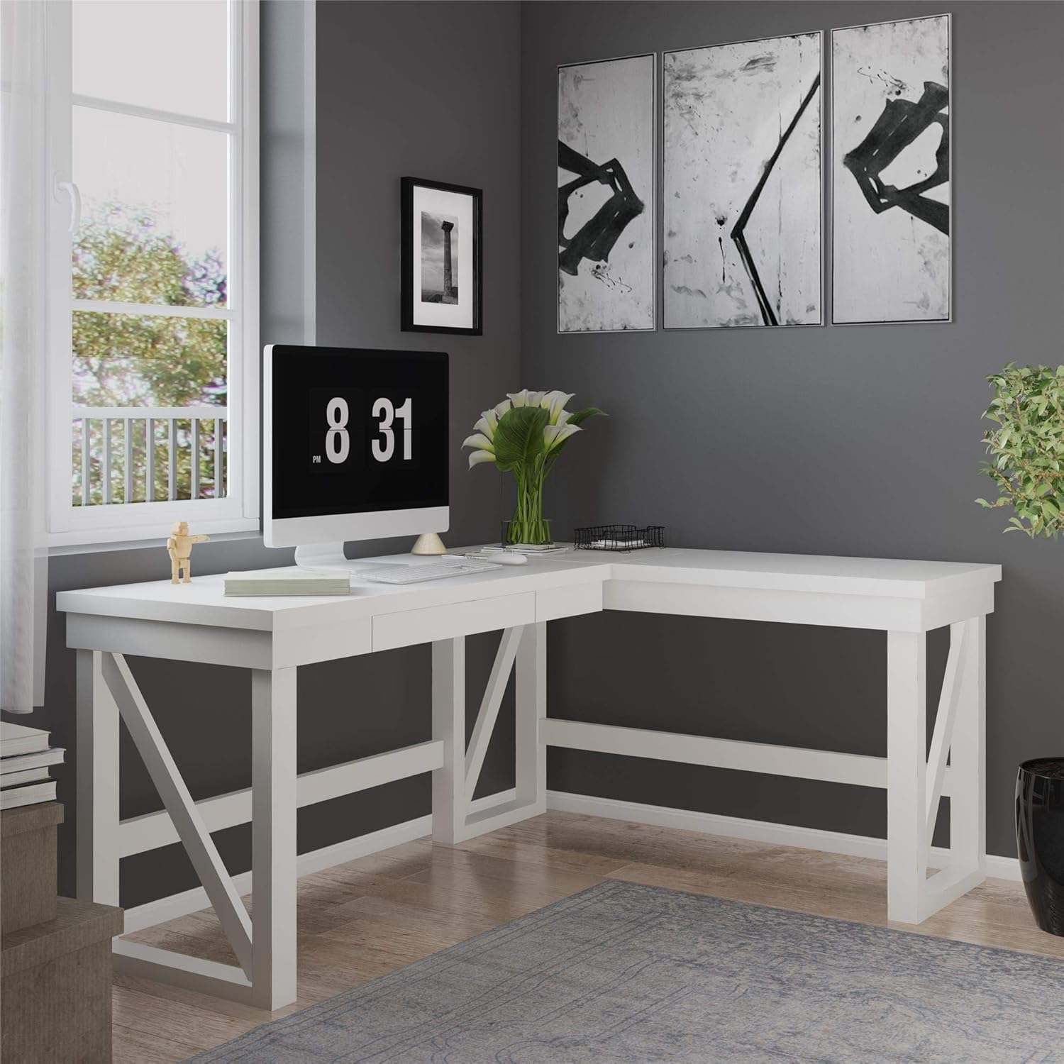 White Bookcase Room Divider A4933
