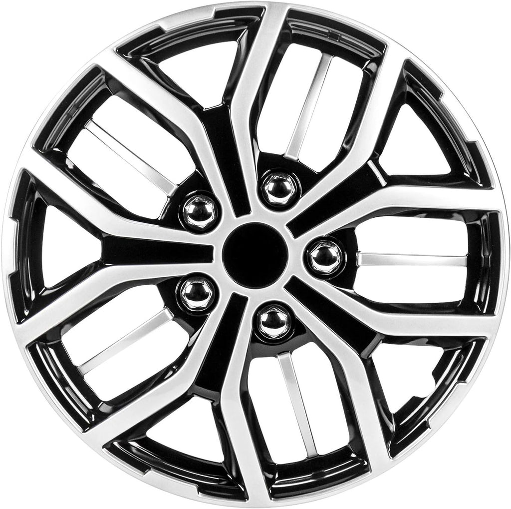 15 Inch Black and Silver Universal Hubcap Wheel Covers Set of 4 J529202