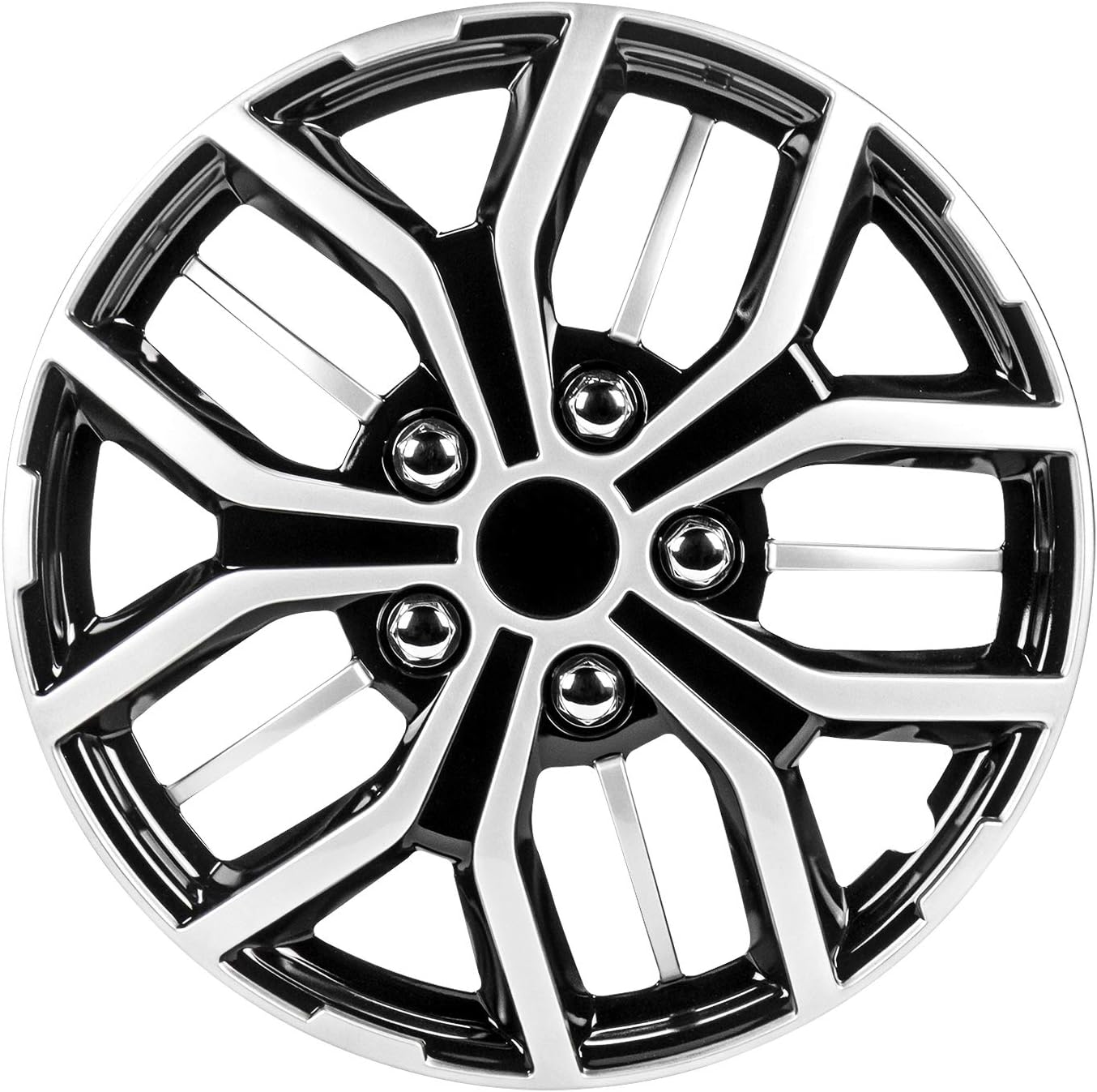 15 Inch Black and Silver Universal Hubcap Wheel Covers Set of 4 J529202
