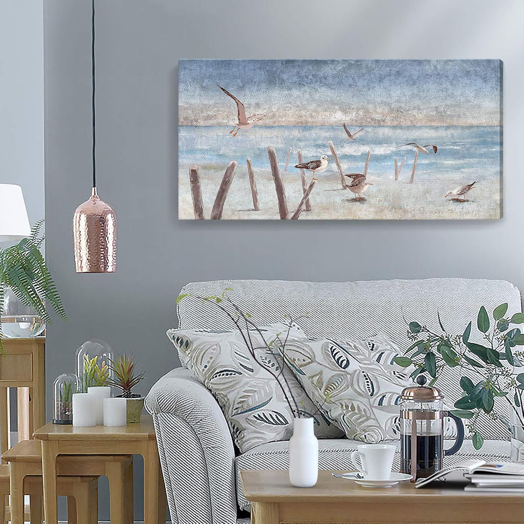 Framed Canvas Print Coastal Painting 12x16inch C1545