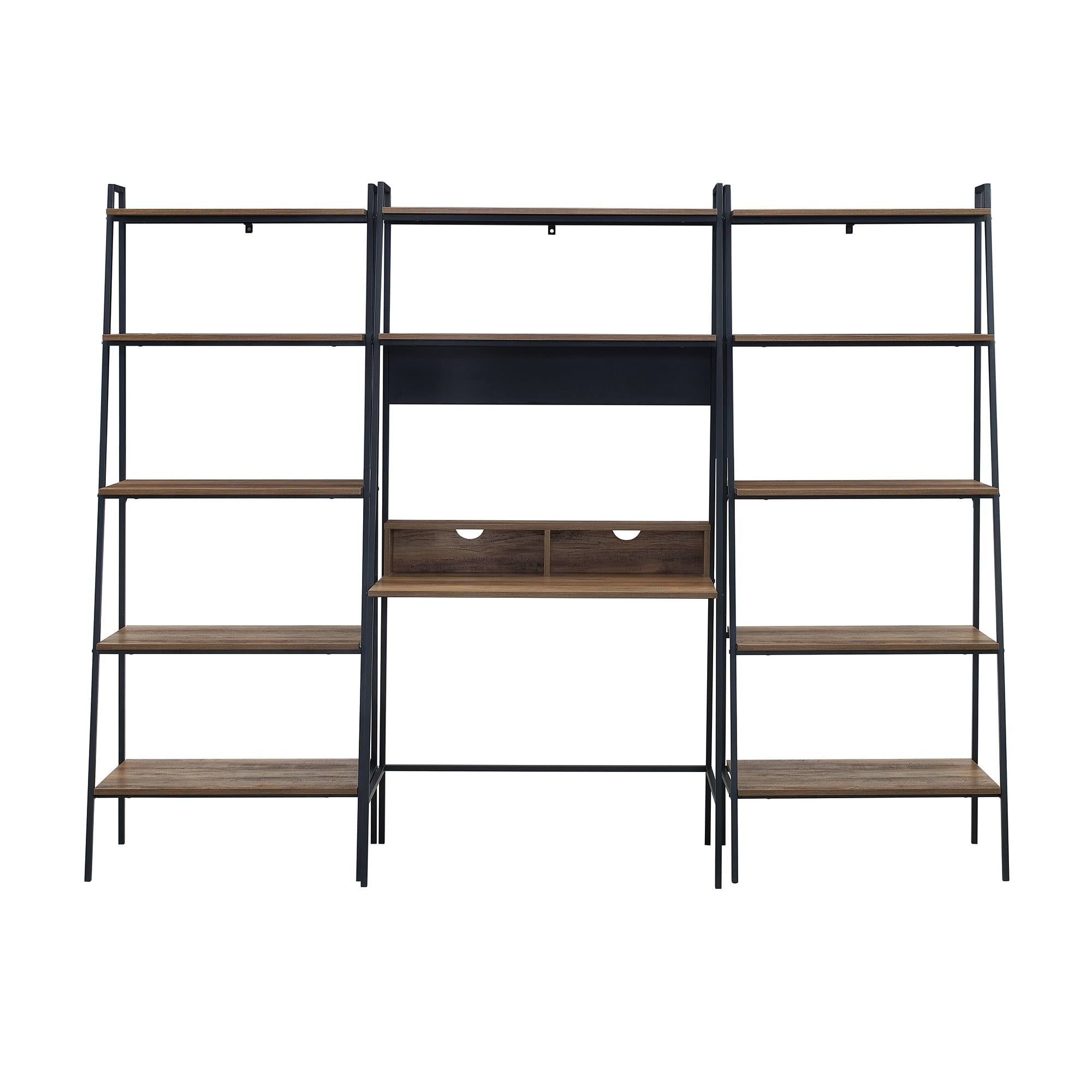 Mocha 3-Piece Desk and Shelf Set N661