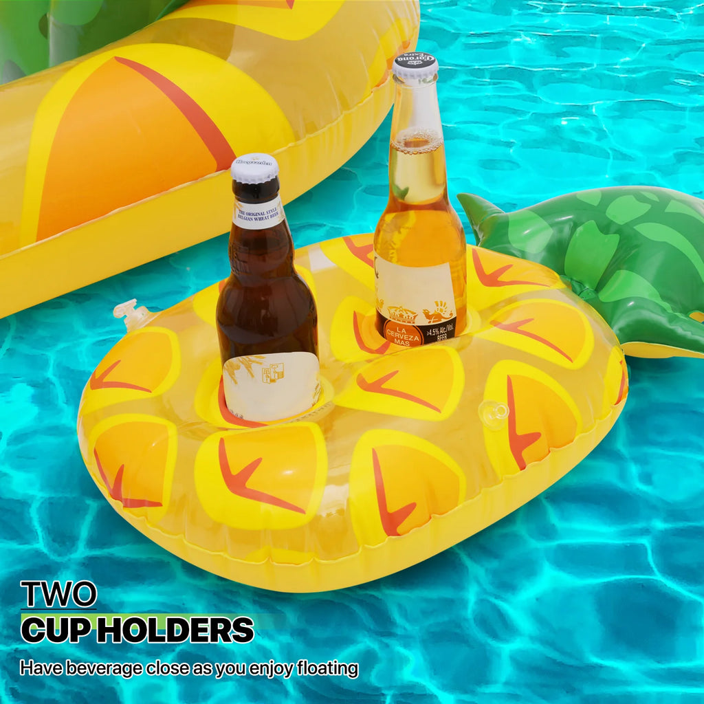 3-in-1 Pineapple Inflatable Pool Floats with Drink Holder, Yellow R104