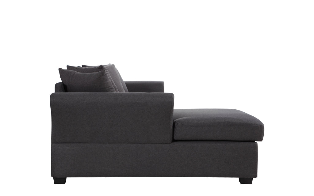Dark Grey Linen L-Shape Sectional Sofa with Chaise Lounge T3475