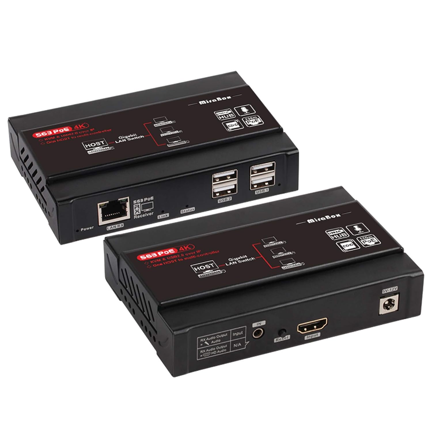 HDMI USB KVM Extender, 80m 1080P@60Hz Over Rj45 Cat5e Cat6, USB2.0 * 2, Transmitter and Receiver J6600