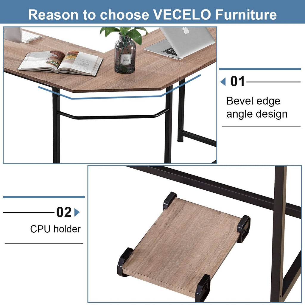 Oak L-Shaped Office Computer Desk F6131