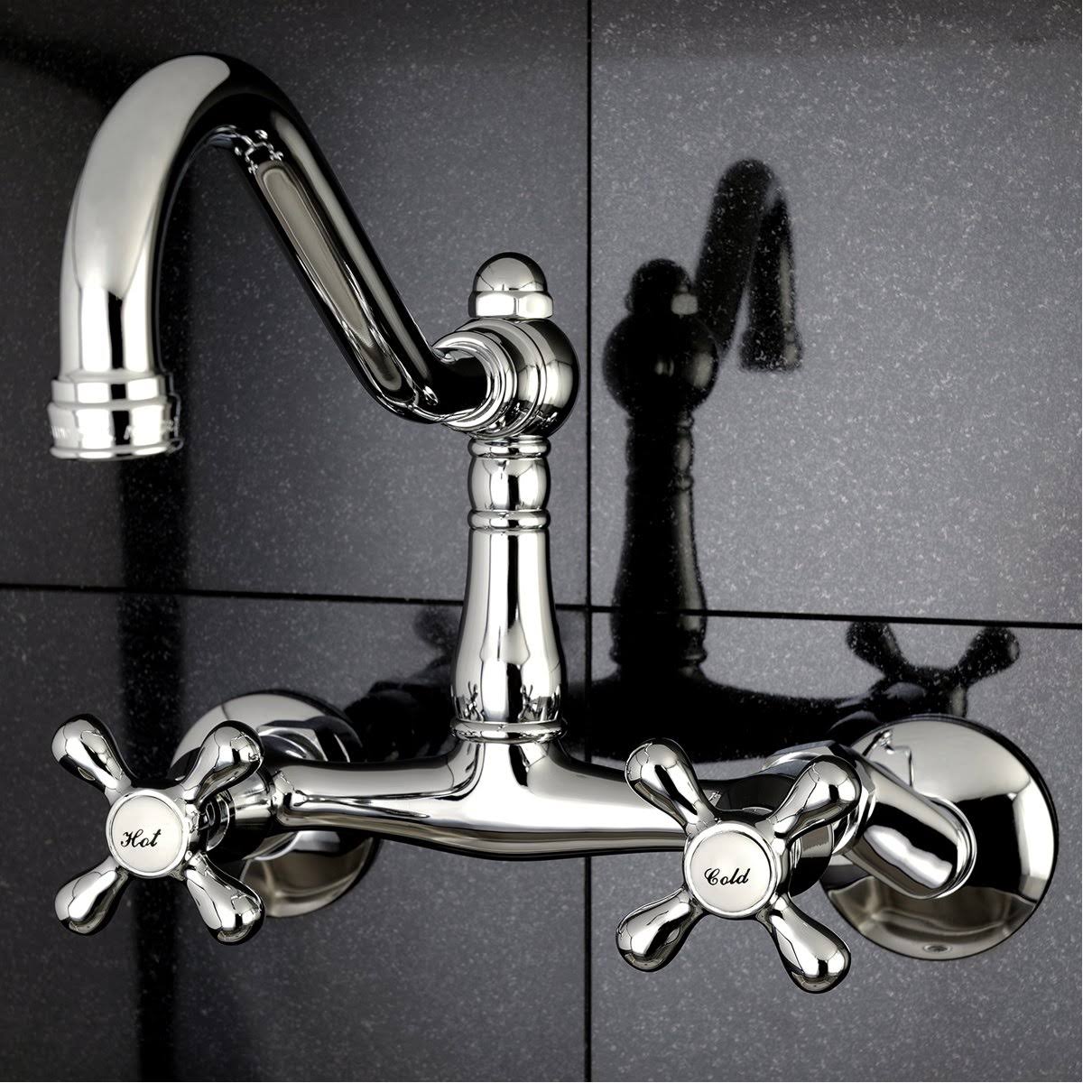 Vintage Adjustable Center Wall Mount Kitchen Faucet, Matte Black W24000