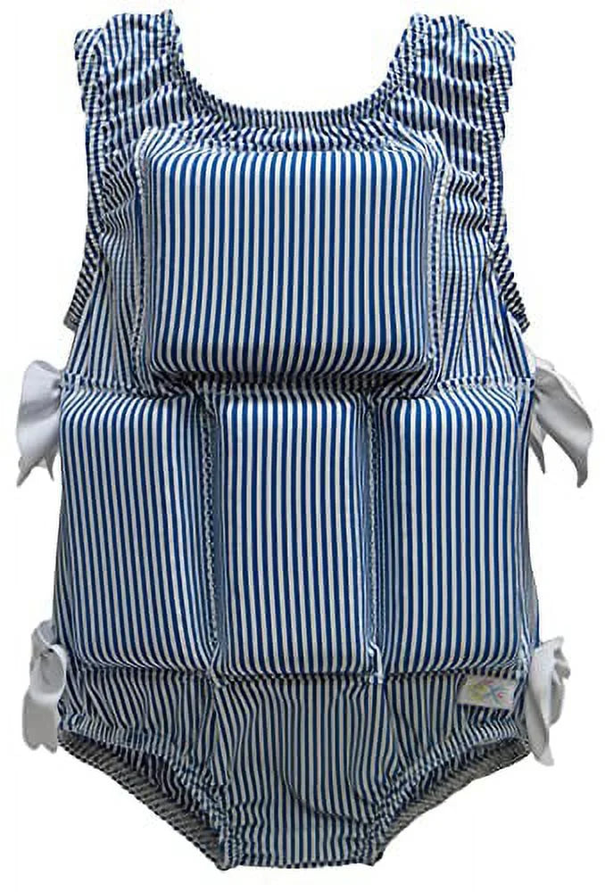 Coral Seersucker Girl's Swimwear Flotation Life Vest Swimsuit K141