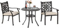 3 Pieces Cast Aluminum Bistro Bar Set with 2 Chairs and 1 Round Table, Antique Bronze Y794643