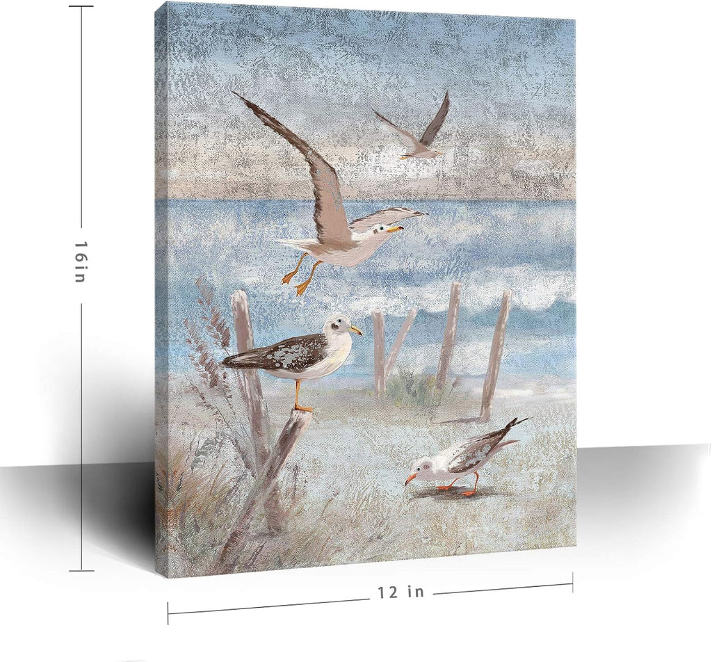 Framed Canvas Print Coastal Painting 12x16inch C1545
